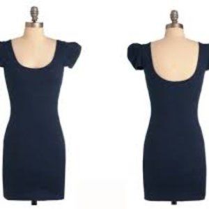Brand Lovely Day Color Navy Cap sleeve Bodycon Dress. Size Small